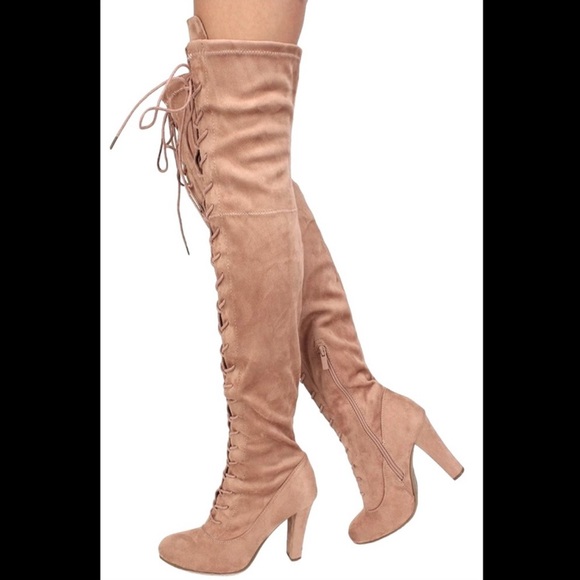 Lace-Up Over the Knee Boots - Picture 1 of 6